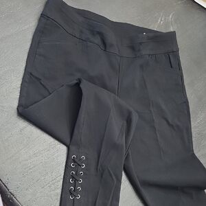 Christopher & Banks Black Ankle Pants with Lace Detail